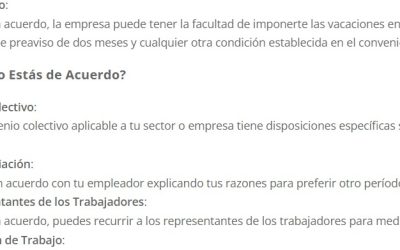 ¿Tiene la empresa derecho a seleccionarme dos semanas de vacaciones? sin que yo este conforme