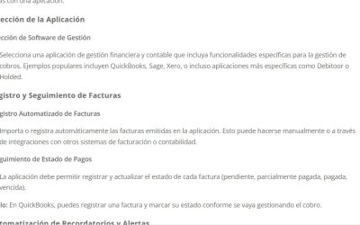 Explicación gestión del cobro de facturas como se gestionarían con una aplicación