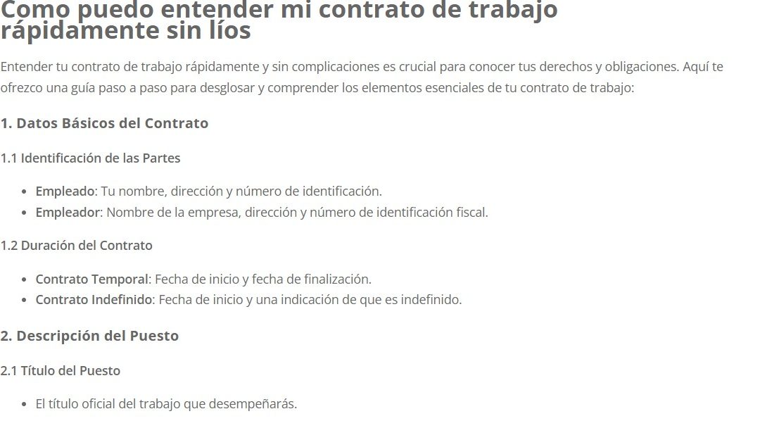 Como puedo entender mi contrato de trabajo rápidamente sin líos